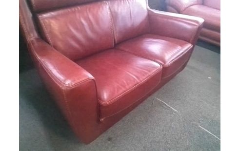 CANAPE CUIR ROUGE 2P