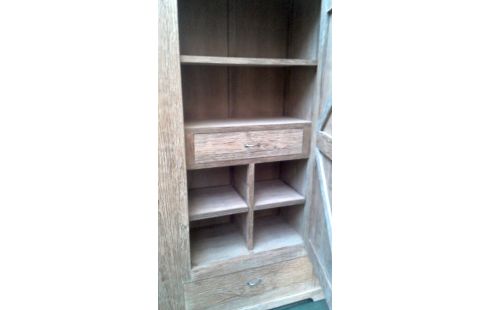 SCHRANK MASSIV BLEIWEISS TEAKHOLZ 1 TÜR / 1 SCHUBLADE