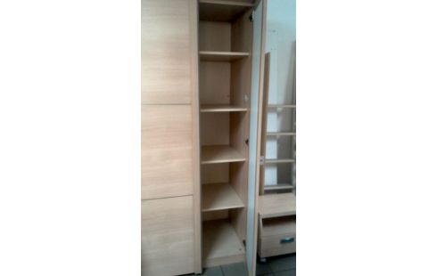 PENDERIE, , BOIS LOOK NATTE GLACE ECLAIRE COULISSANT 2 PORTES