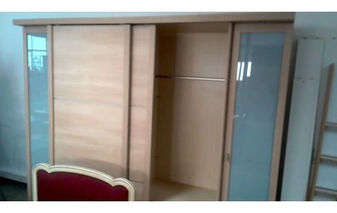 PENDERIE, , BOIS LOOK NATTE GLACE ECLAIRE COULISSANT 2 PORTES