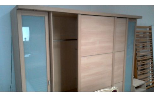 PENDERIE, , BOIS LOOK NATTE GLACE ECLAIRE COULISSANT 2 PORTES