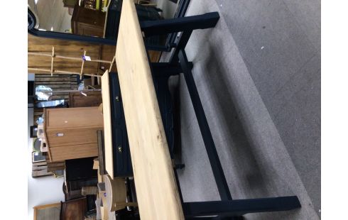 TABLE CHENE PIEDS PATINE BLEU