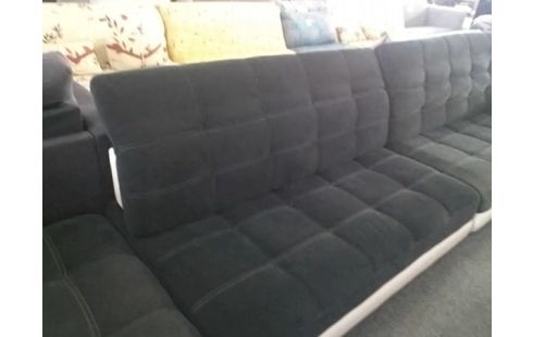 CANAPE D'ANGLE MODULABLE CUIR CENTER NOIR ET BLANC