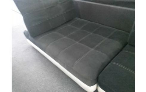 CANAPE D'ANGLE MODULABLE CUIR CENTER NOIR ET BLANC