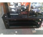 MEUBLE TV BOIS WENGE PLATEAU VERRE FUME