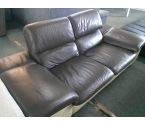 CANAPE CUIR 2P MARRON ET BEIGE
