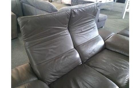 CANAPE CUIR 2P MARRON ET BEIGE