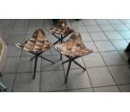 TABOURET WESTERN CUIR ET BOIS  L'UN