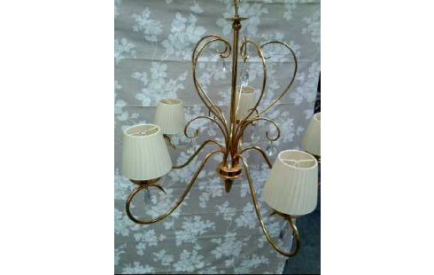 DECK.LAMPE LAMP.SCHIRM CREMEF. 5-L GOLDF.