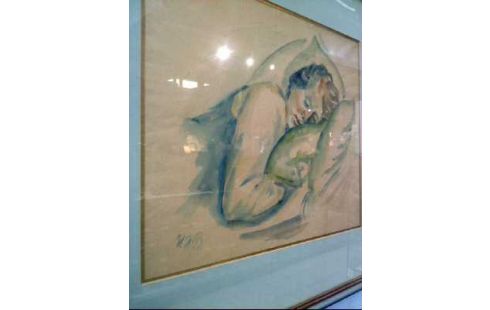 AQUARELL I.R. SIGNIERT <DER SCHLAF>