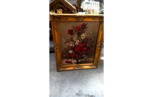 SCHILDERIJ BLOEMEN KADER VERGULD