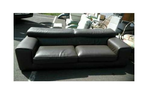 CANAPE 3 PLACES CUIR TAUPE L'IDEAL DES