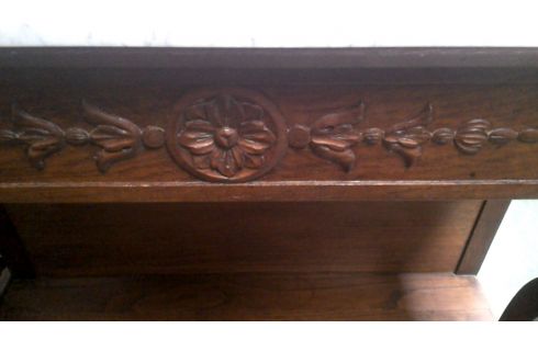TABLE CONSOLE MARBRE CHENE RONCE D'ACAJOU