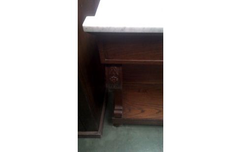 TABLE CONSOLE MARBRE CHENE RONCE D'ACAJOU
