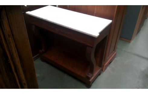 TABLE CONSOLE MARBRE CHENE RONCE D'ACAJOU