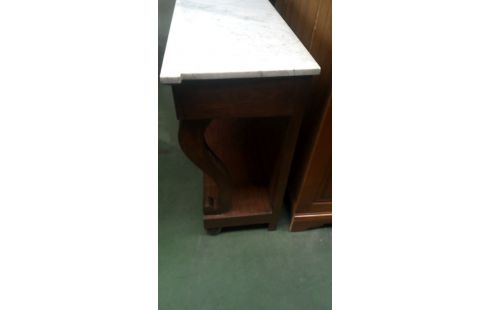 TABLE CONSOLE MARBRE CHENE RONCE D'ACAJOU