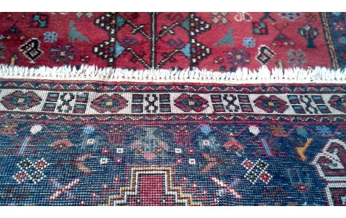TEPPICH HANDGEKNÖPFT BORDEAUX BLAU