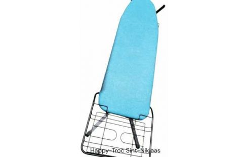 STRIJKPLANK ZWART METAAL STOF BLAUW