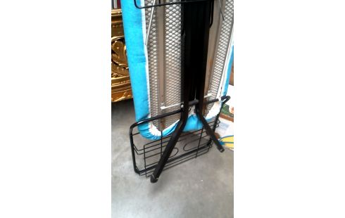 STRIJKPLANK ZWART METAAL STOF BLAUW