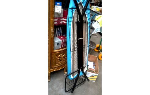 STRIJKPLANK ZWART METAAL STOF BLAUW