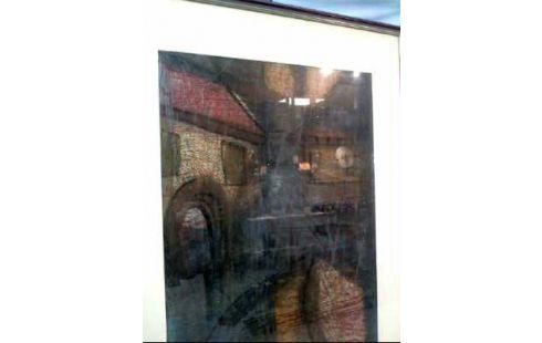 BILD I.R. SIGN. HÄUSER ABSTRAKT BRAUN