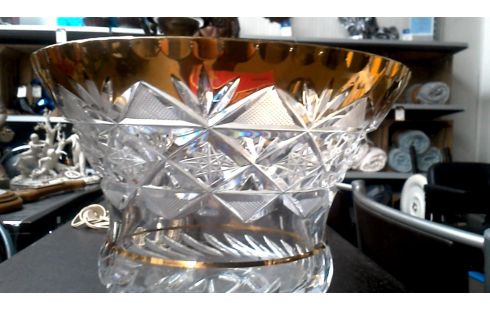 VAAS KRISTAL BOHEMEN DOORZICHTIG GOUD