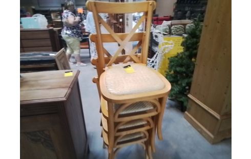 4 CHAISES BOIS ASSISES TRESSEES