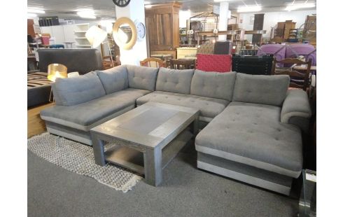 SALON D'ANGLE TISSU GRIS
