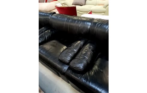 SALON CUIR NOIR 3 PIEO