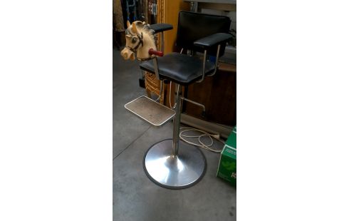 CHAISE ENFANT VINTAGE NOIR SIMILI CUIR, , CHEVAL