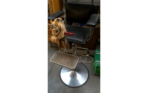 CHAISE ENFANT VINTAGE NOIR SIMILI CUIR, , CHEVAL