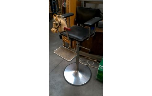 CHAISE ENFANT VINTAGE NOIR SIMILI CUIR, , CHEVAL