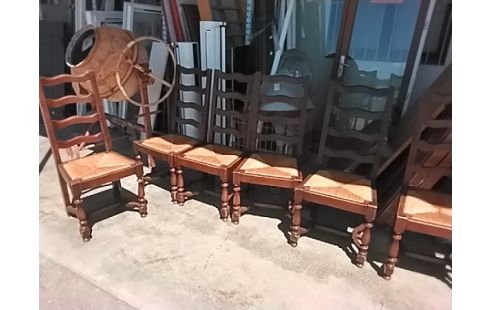 CHAISES BOIS ET PAILLE LE LOT DE 6