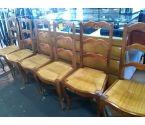 LOT DE 6 CHAISES PAILLEES STYLE LOUIS XV
