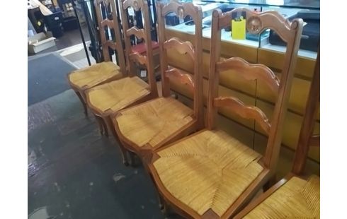 LOT DE 6 CHAISES PAILLEES STYLE LOUIS XV