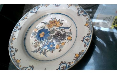 PLATO ANTIGUO DECORATIVO CRUDO FLOR DELFT