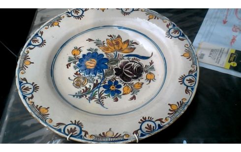 PLATO ANTIGUO DECORATIVO CRUDO FLOR DELFT