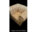 FAUTEUIL CHESTERFIELD CLAIR BRUN CUIR