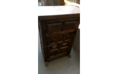 MEUBLE D'APPOINT ESPAGNOL 1 PORTE / 1 TIROIR MASSIF