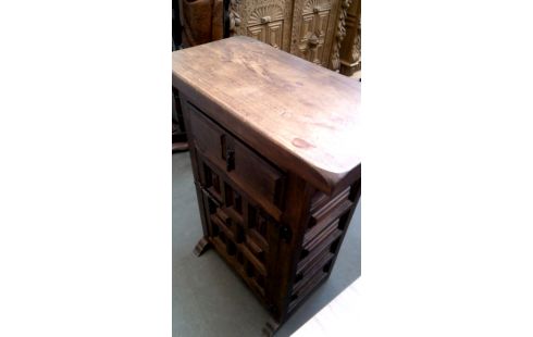 MEUBLE D'APPOINT ESPAGNOL 1 PORTE / 1 TIROIR MASSIF