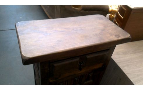 MEUBLE D'APPOINT ESPAGNOL 1 PORTE / 1 TIROIR MASSIF
