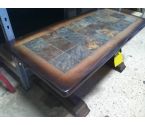 TABLE BASSE ANCIENNE BOIS ET CARRELEE