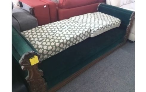 BANQUETTE TISSU VERT AVEC 2 COUSSINS