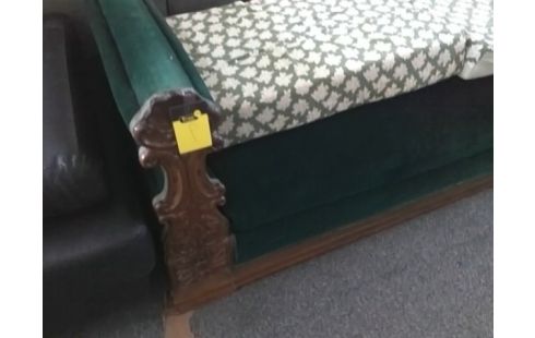 BANQUETTE TISSU VERT AVEC 2 COUSSINS