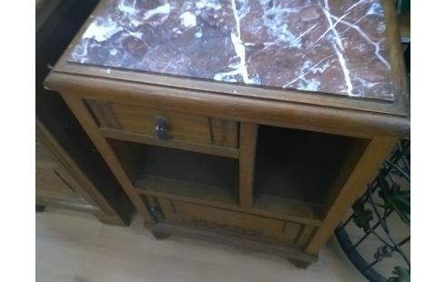 CHEVET BOIS ET MARBRE 1P 1T STYLE ART DECO