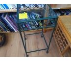 SELLETTE FER TUBE VERT AVEC PLATEAU VERRE