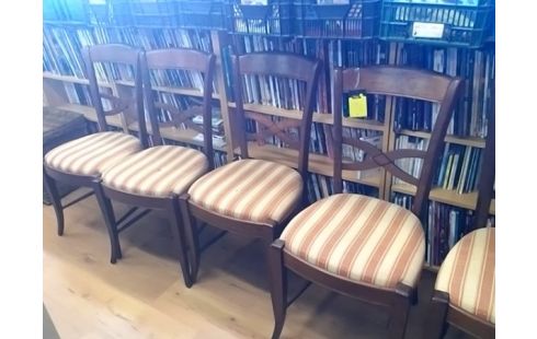 LOT DE 6 CHAISES MERISIER ASSISE TISSU