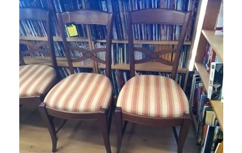 LOT DE 6 CHAISES MERISIER ASSISE TISSU