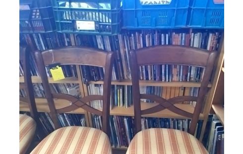 LOT DE 6 CHAISES MERISIER ASSISE TISSU