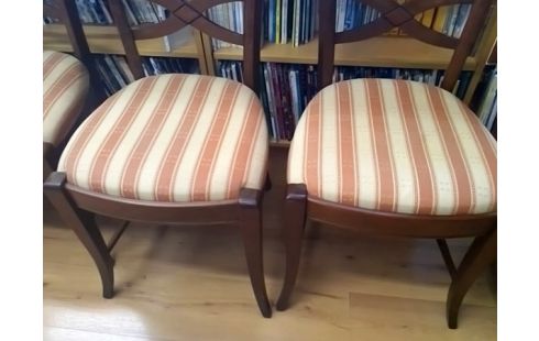 LOT DE 6 CHAISES MERISIER ASSISE TISSU